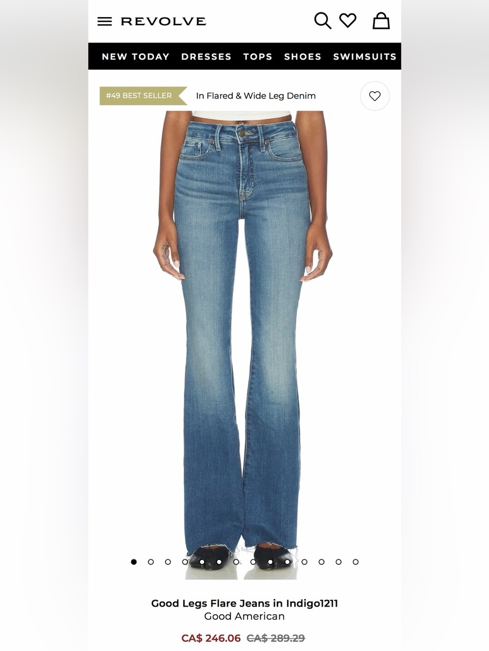 Good American Flared High-Rise Jeans in Indigo Blue Size 26